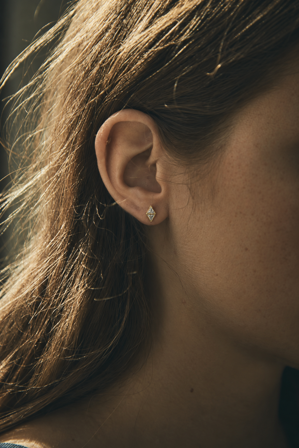 Triangle Diamond Duo Stud