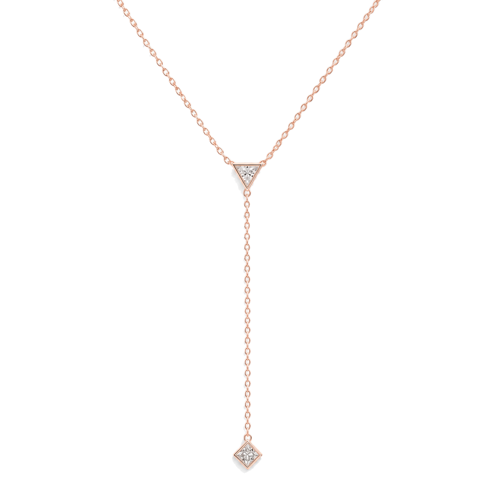 Triangle & Princess Diamond Y Drop Necklace