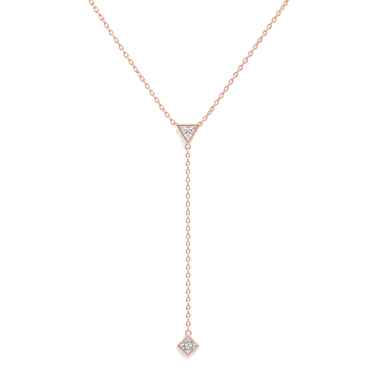Triangle & Princess Diamond Y Drop Necklace