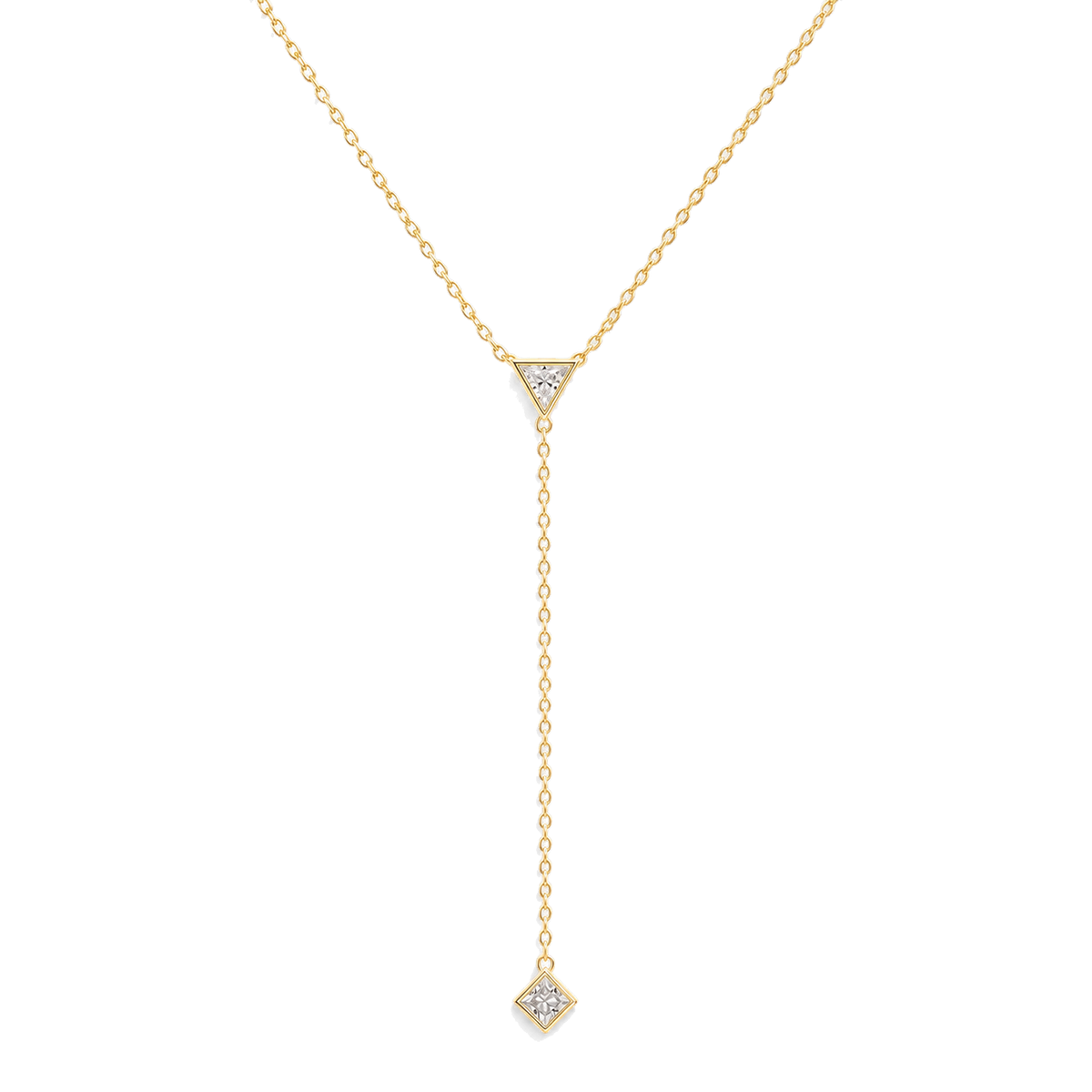 Triangle & Princess Diamond Y Drop Necklace