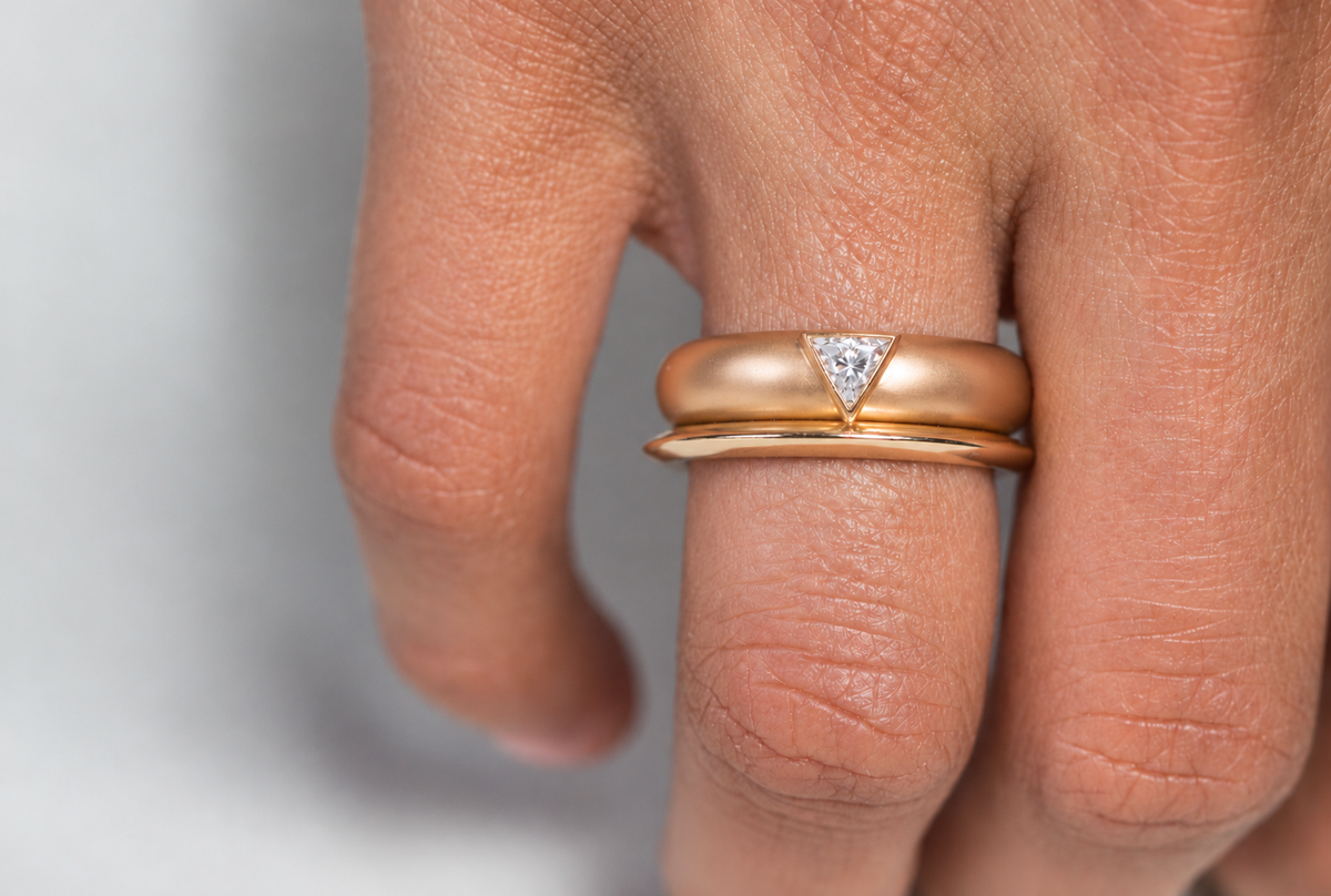 Triangle Diamond Wide Band Ring