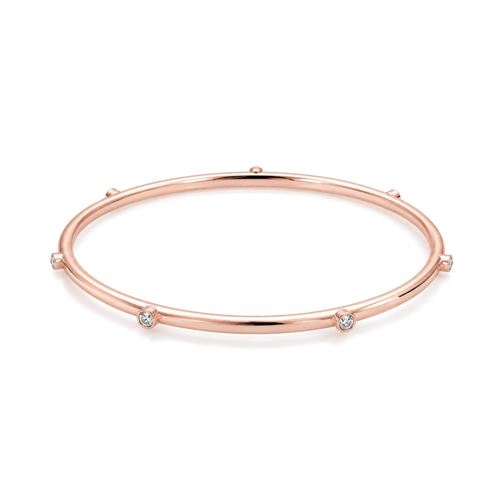 Round Diamond Japa Prayer Bangle in Rose Gold
