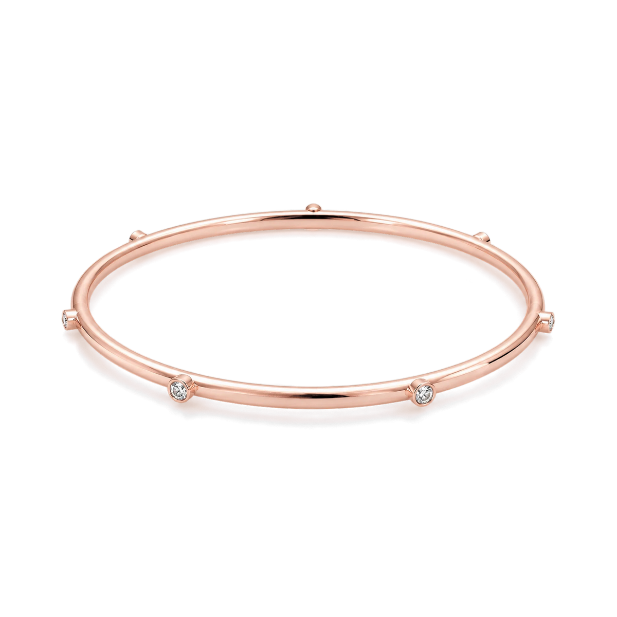 Round Diamond Japa Prayer Bangle in Rose Gold