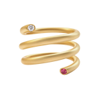 Diamond & Ruby Kundalini Ring in Yellow Gold