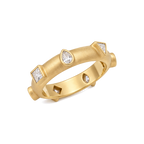 7 Centers Diamond Japa Prayer Ring in Yellow Gold angled view