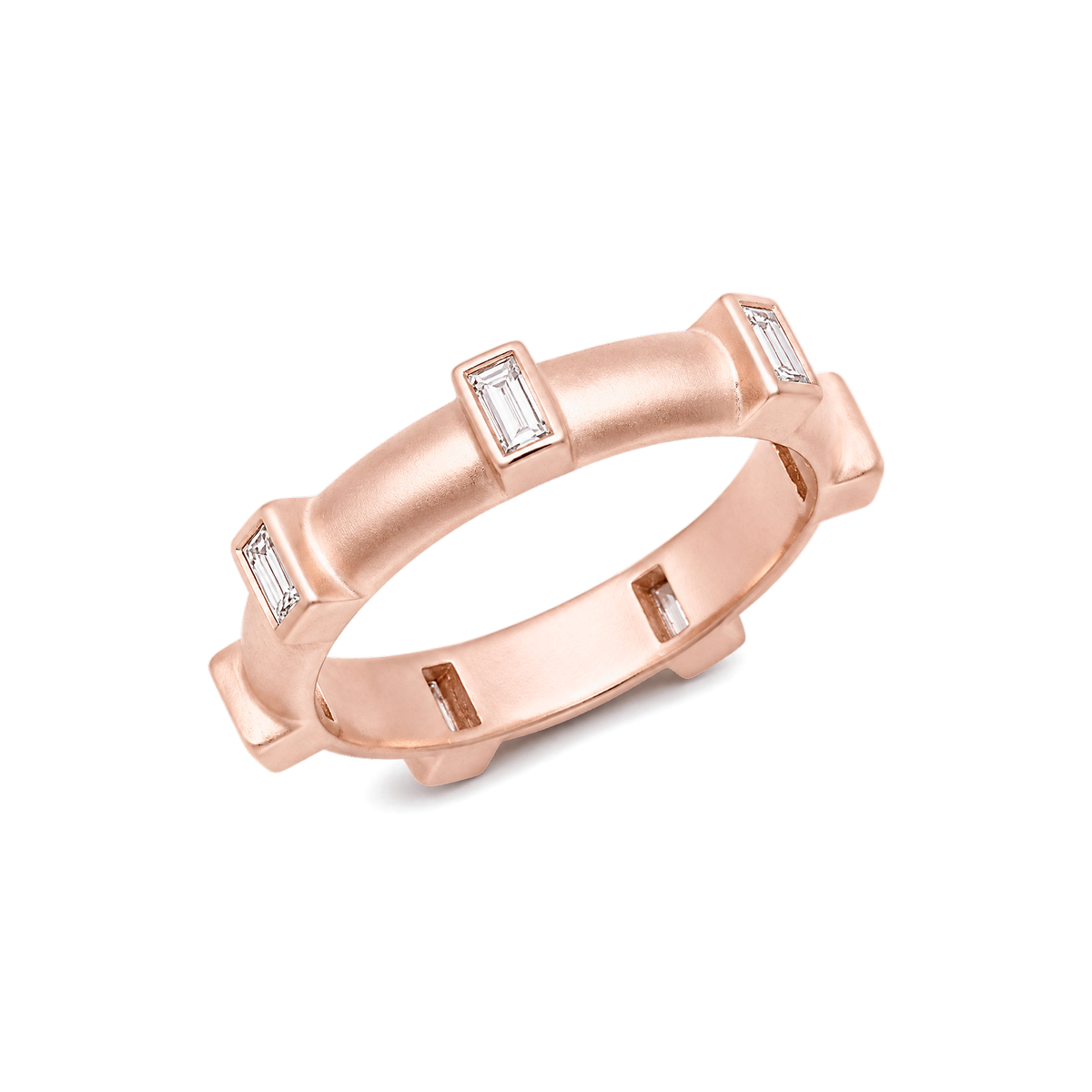 Baguette Diamond Japa Prayer Ring