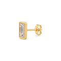 Baguette Diamond Stud in Yellow Gold side view