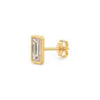 Baguette Diamond Stud in Yellow Gold side view