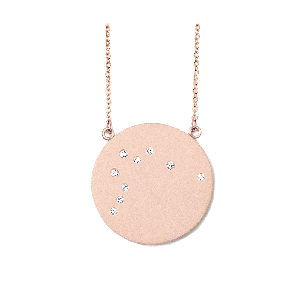 Aquarius Constellation Necklace in Rose Gold, satin finish