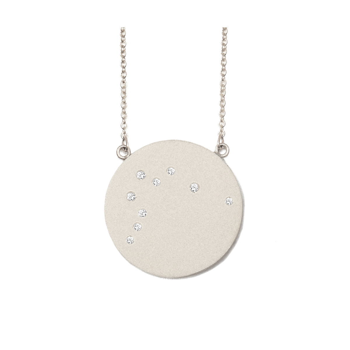 Aquarius Constellation Necklace in White Gold, satin finish