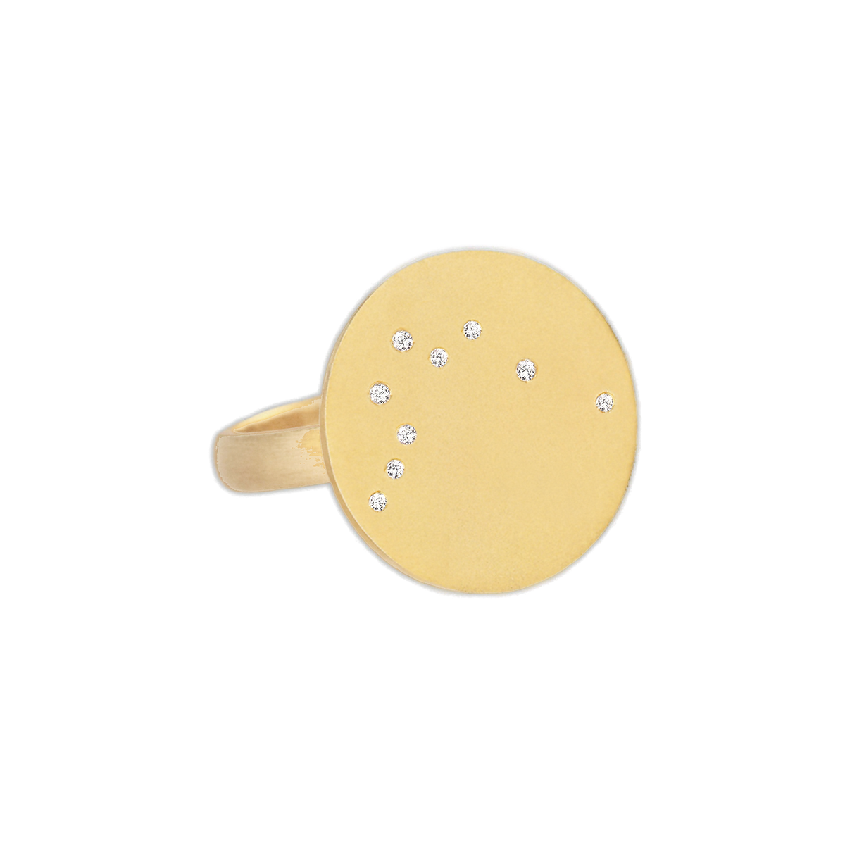 Aquarius Constellation Ring in Yellow Gold, satin finish