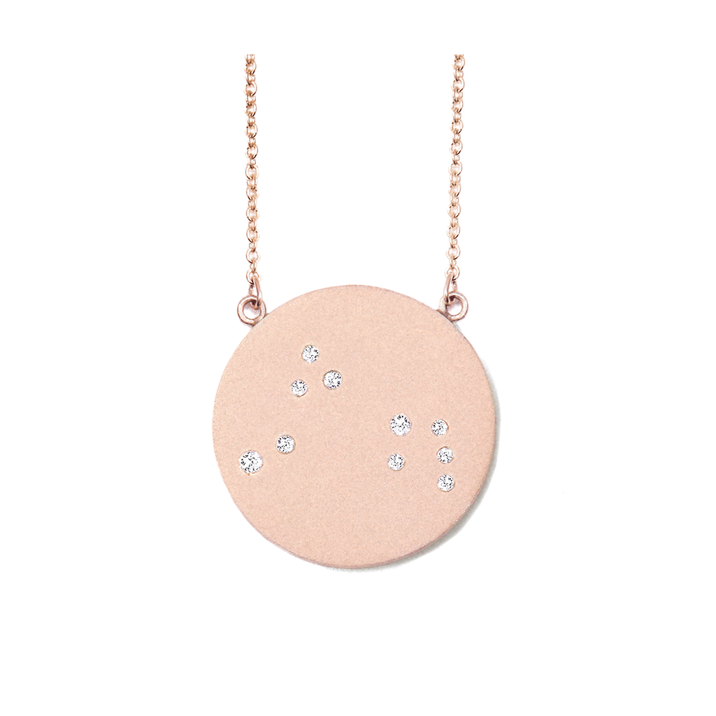 Aries Constellation Necklace in Rose Gold, satin finish