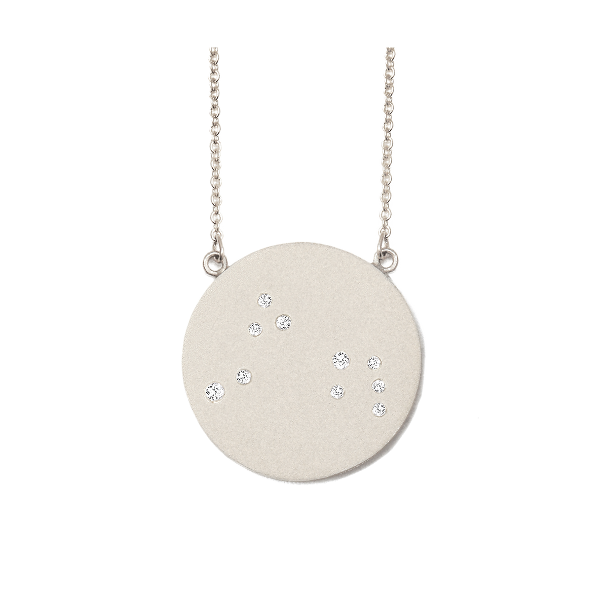 Aries Constellation Necklace in White Gold, satin finish