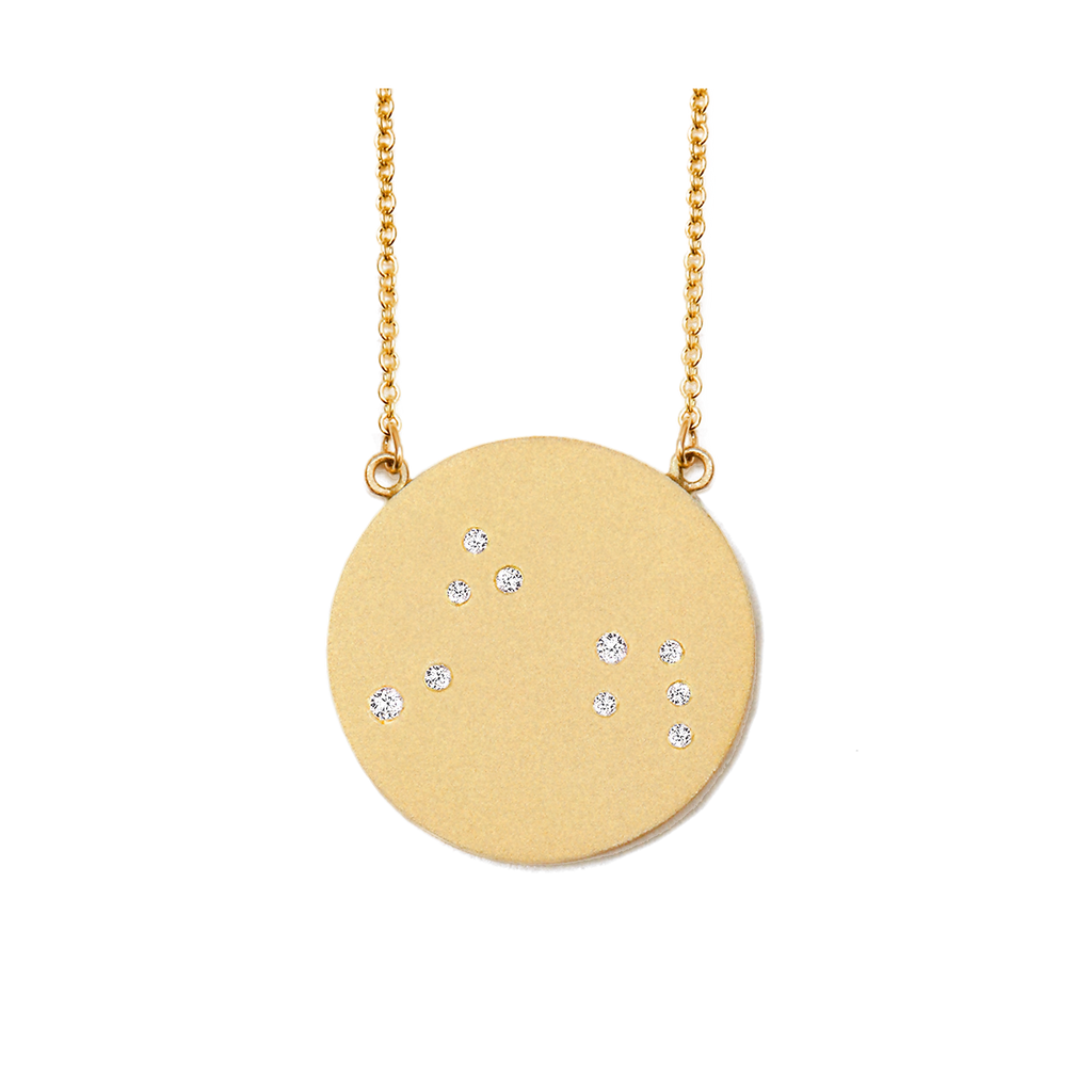 Aries Constellation Necklace in Yellow Gold, satin finish