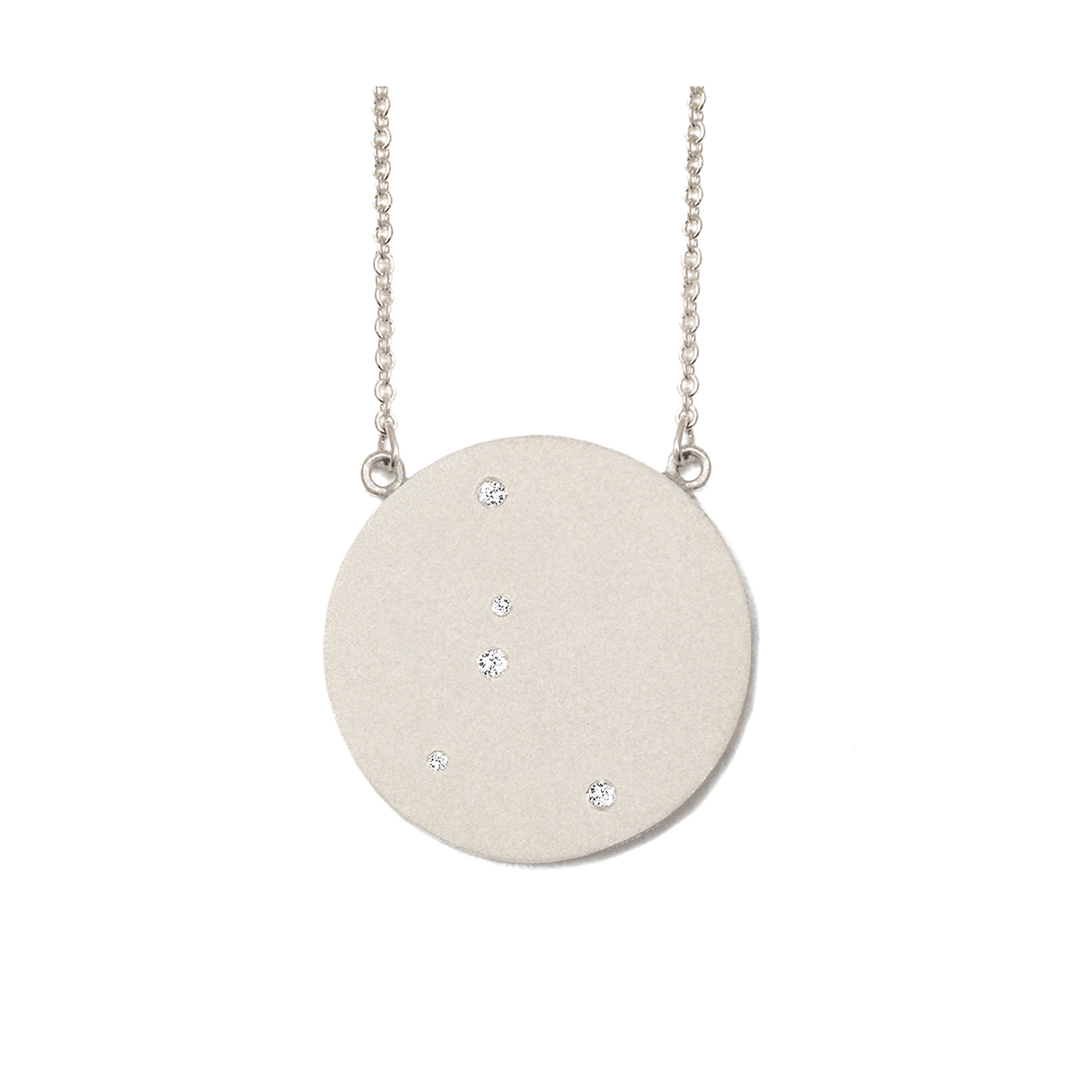 Cancer Constellation Necklace in White Gold, satin finish