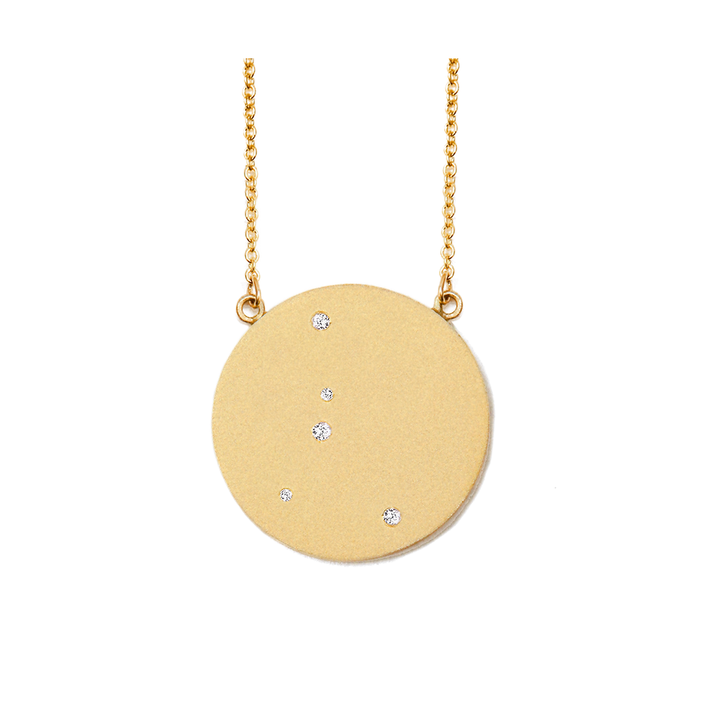 Cancer Constellation Necklace in Yellow Gold, satin finish