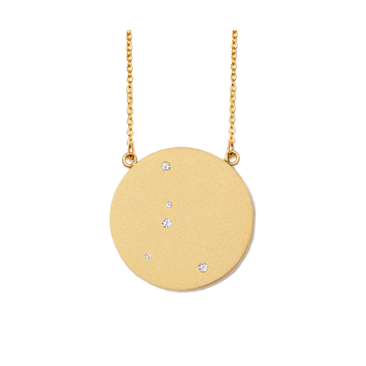 Cancer Constellation Necklace in Yellow Gold, satin finish