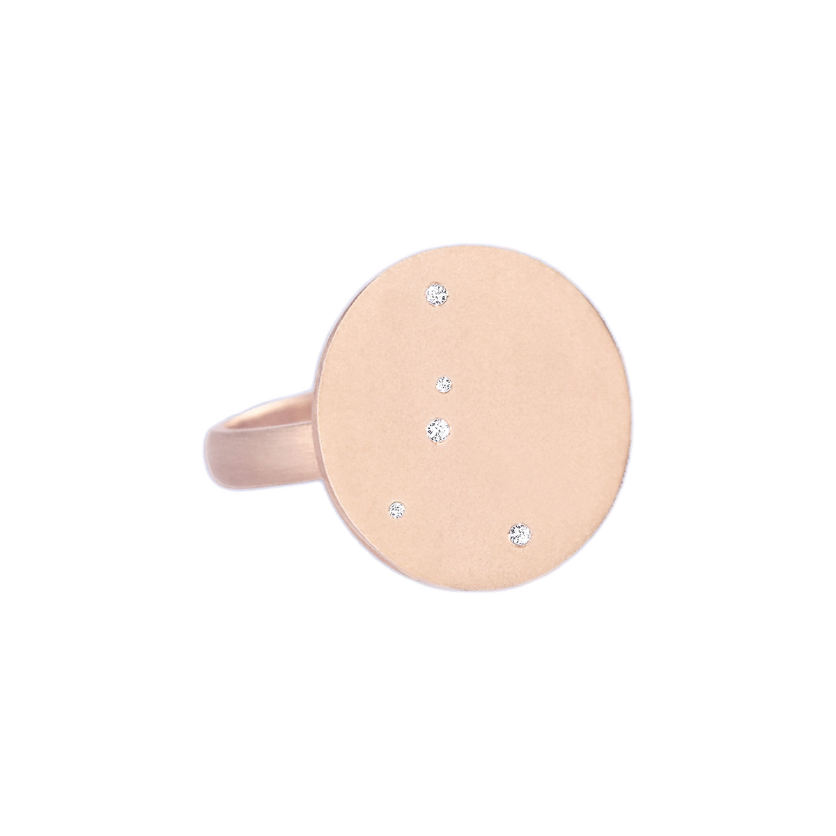 Cancer Constellation Ring in Rose Gold, satin finish