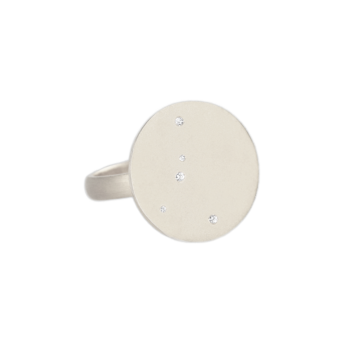 Cancer Constellation Ring in White Gold, satin finish