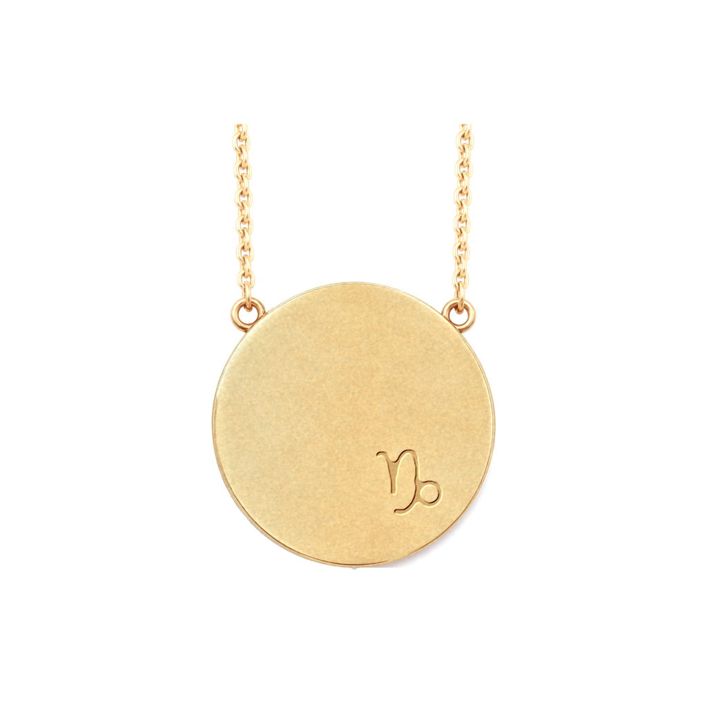 Capricorn Constellation Necklace, back: engraved with the Capricorn sign