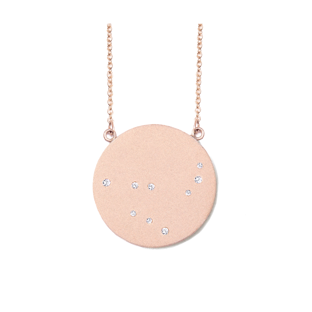 Capricorn Constellation Necklace in Rose Gold, satin finish