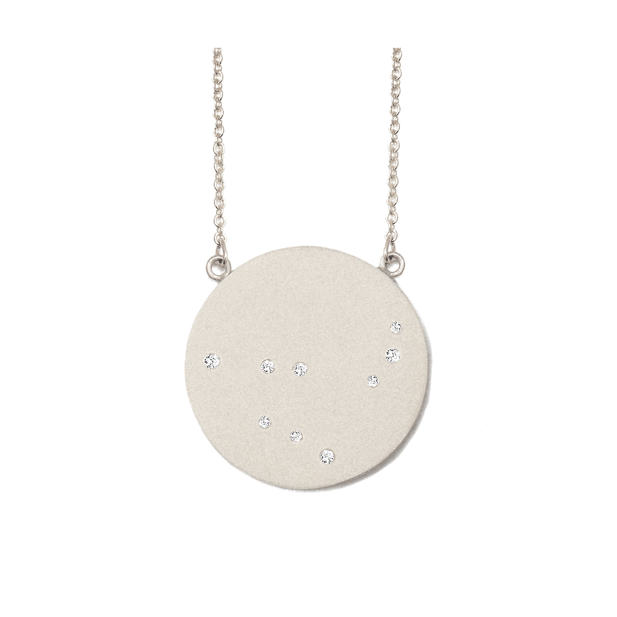 Capricorn Constellation Necklace in White Gold, satin finish