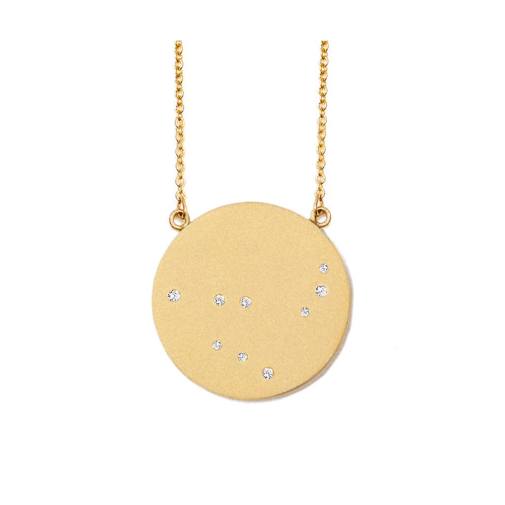 Capricorn Constellation Necklace in Yellow Gold, satin finish