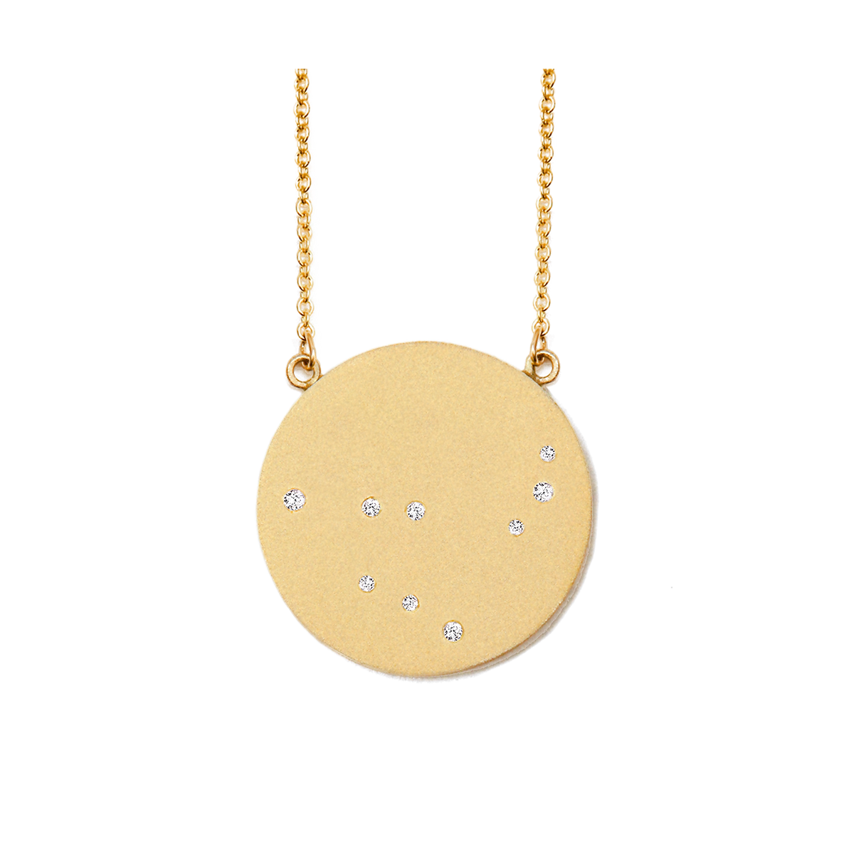 Capricorn Constellation Necklace in Yellow Gold, satin finish