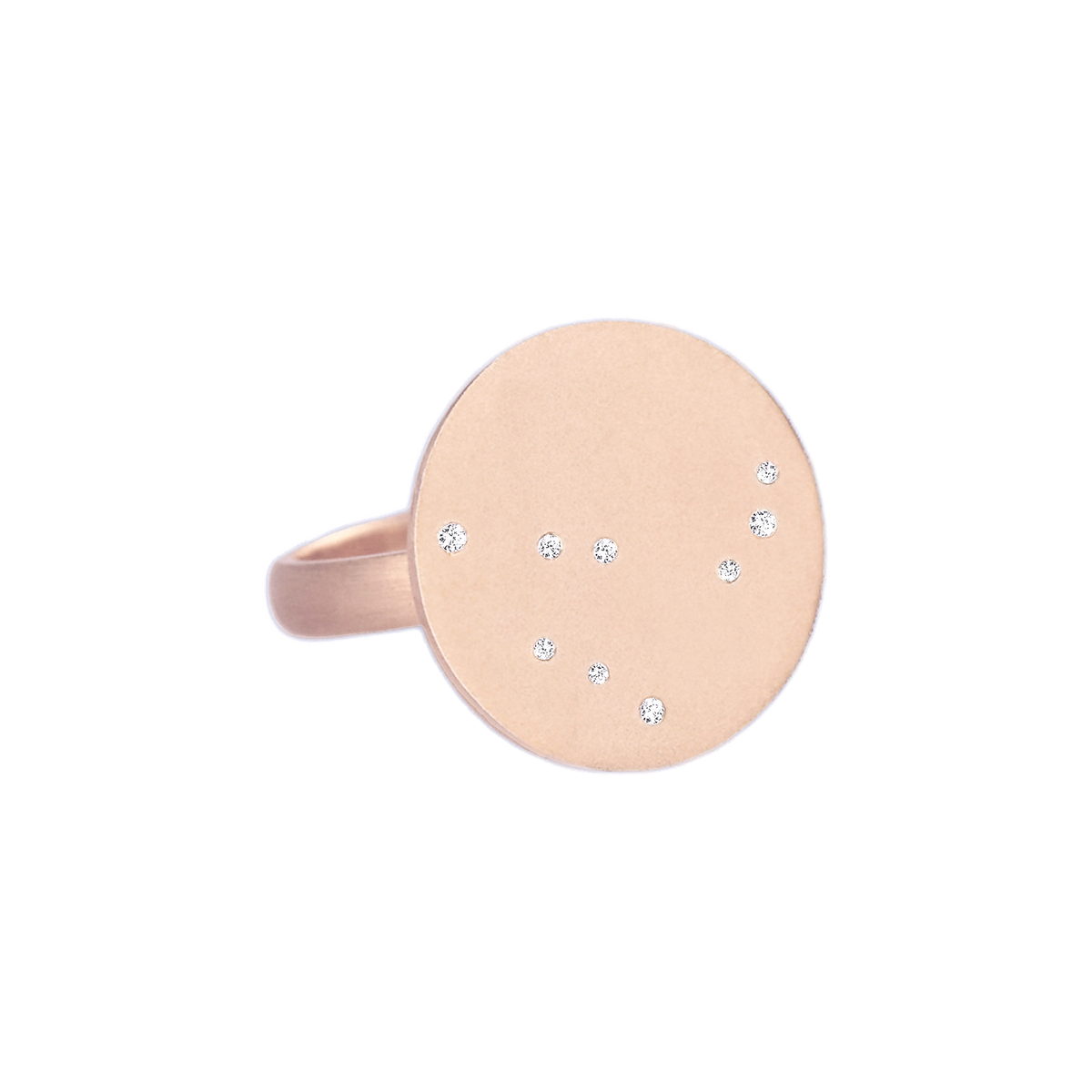 Capricorn Constellation Ring in Rose Gold, satin finish