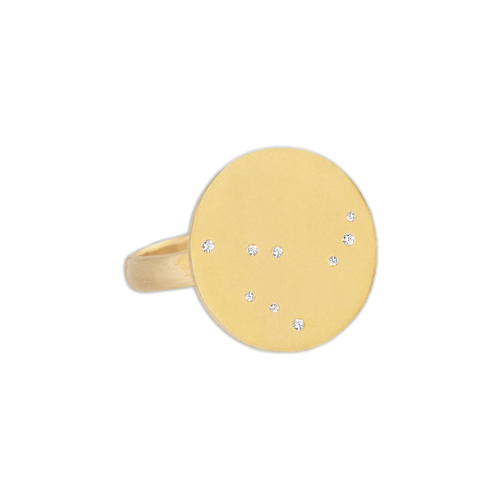 Capricorn Constellation Ring in Yellow Gold, satin finish