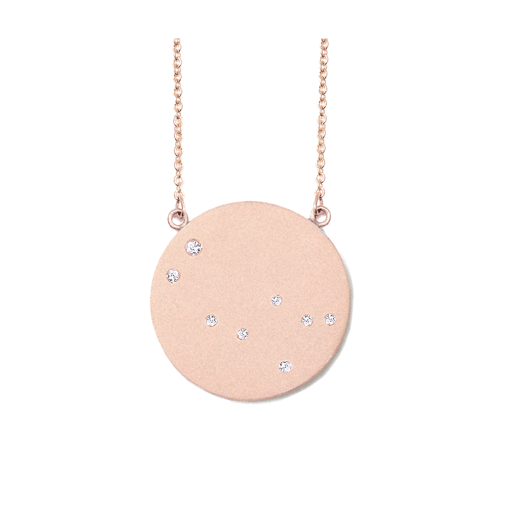 Gemini Constellation Necklace in Rose Gold, satin finish