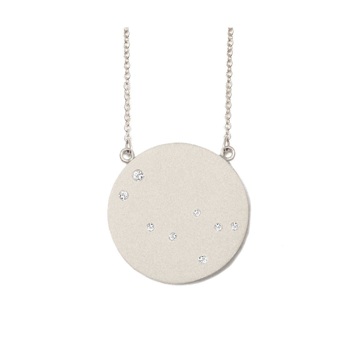 Gemini Constellation Necklace in White Gold, satin finish
