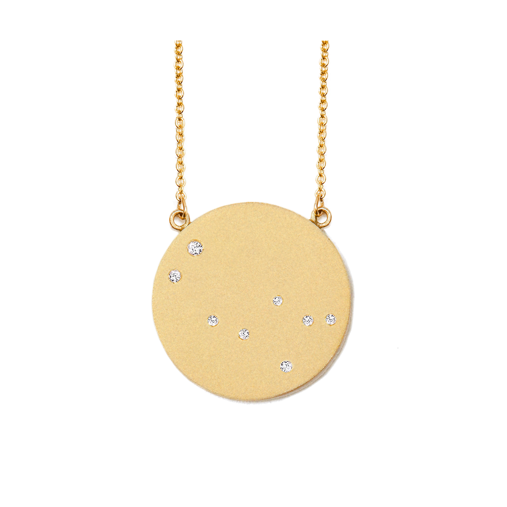 Gemini Constellation Necklace in Yellow Gold, satin finish