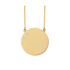 Gemini Constellation Necklace in Yellow Gold, satin finish