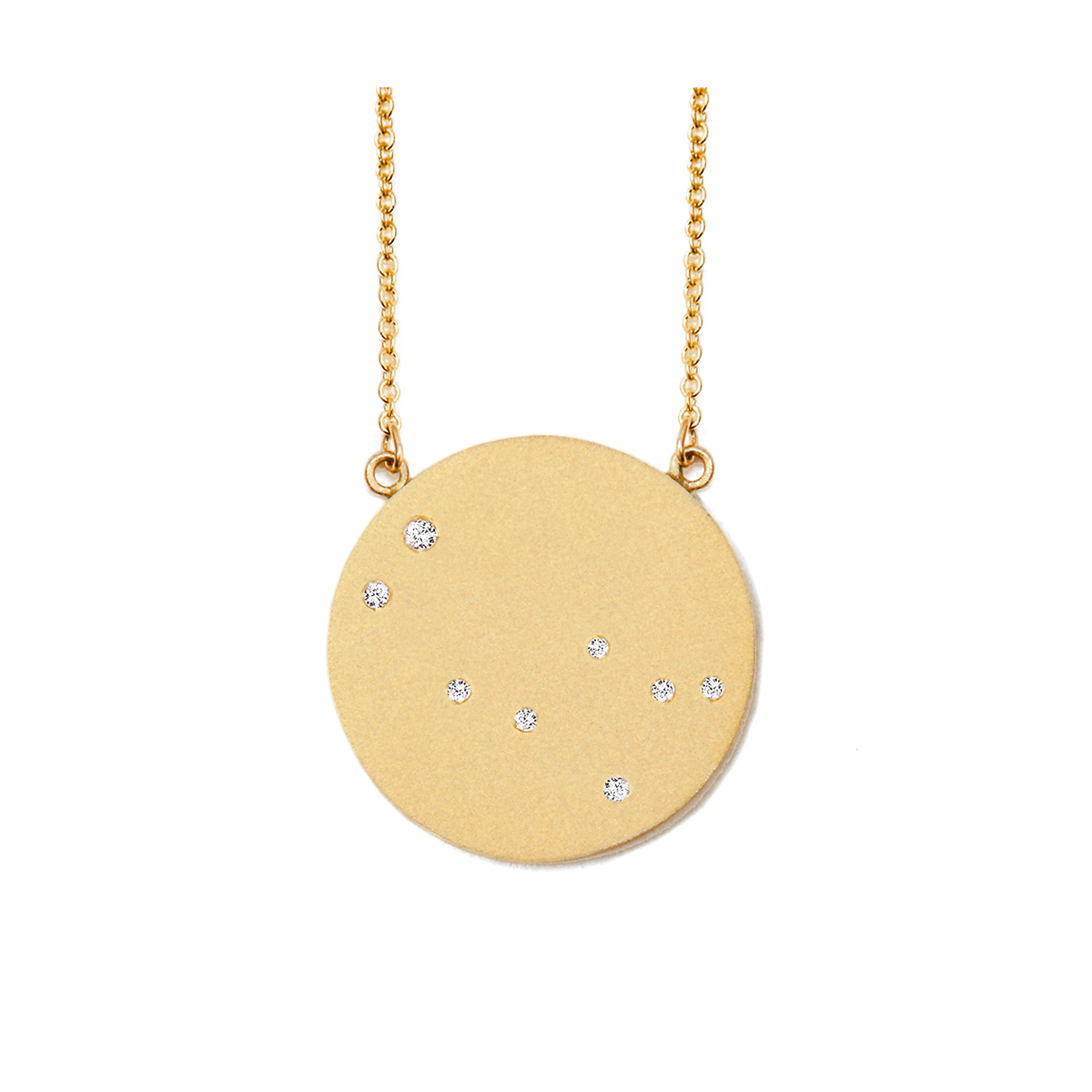Gemini Constellation Necklace in Yellow Gold, satin finish