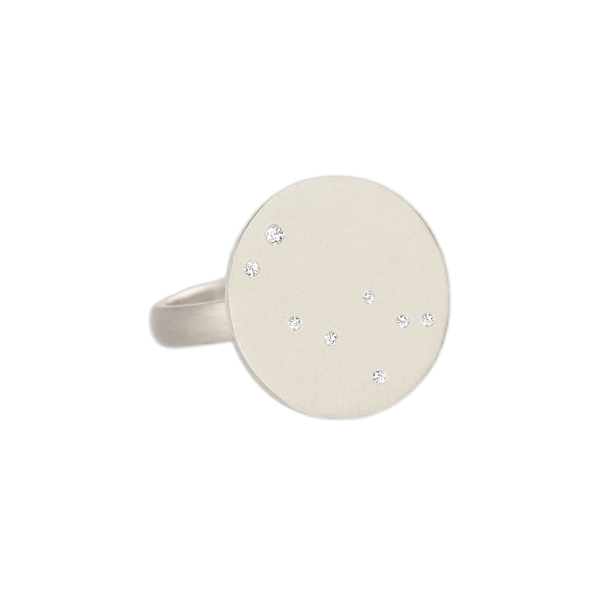 Gemini Constellation Ring in White Gold, satin finish