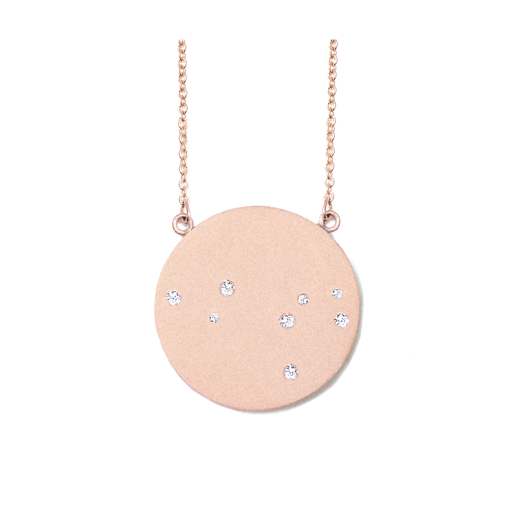 Leo Constellation Necklace in Rose Gold, satin finish