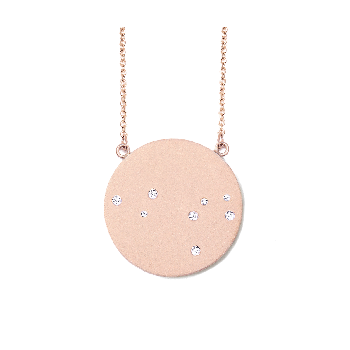 Leo Constellation Necklace in Rose Gold, satin finish