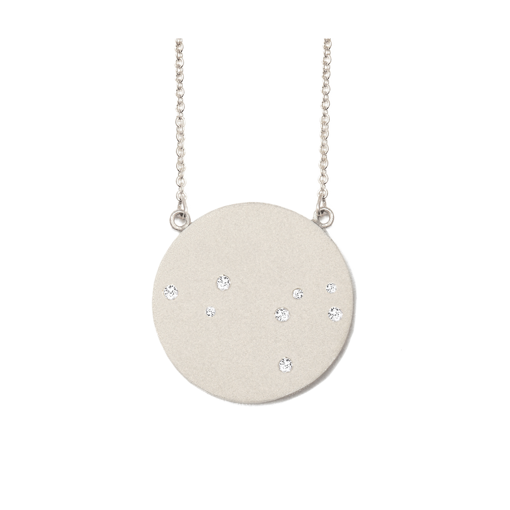 Leo Constellation Necklace in White Gold, satin finish
