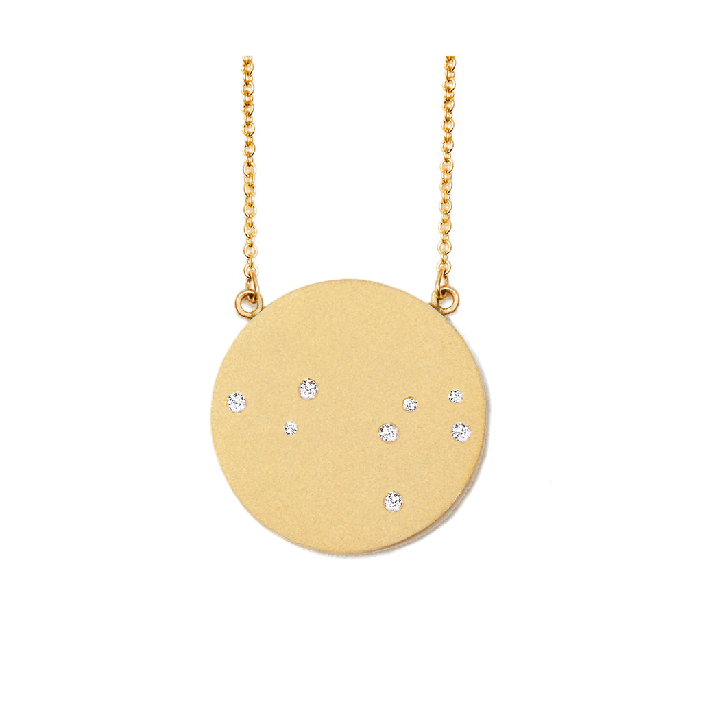 Leo Constellation Necklace in Yellow Gold, satin finish