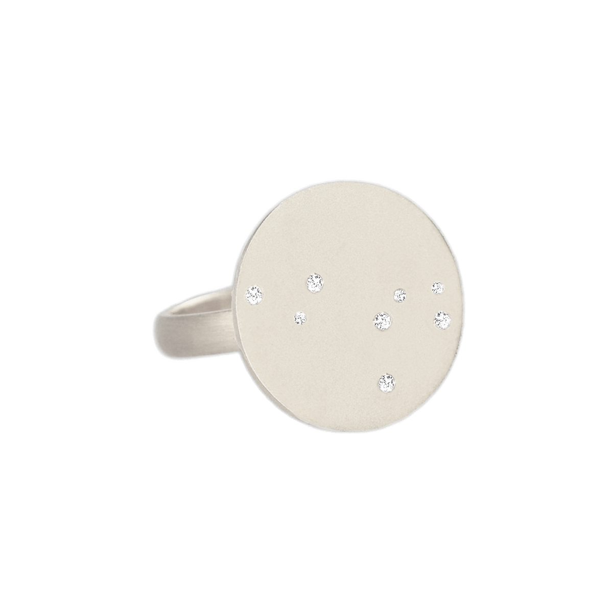 Leo Constellation Ring in White Gold, satin finish