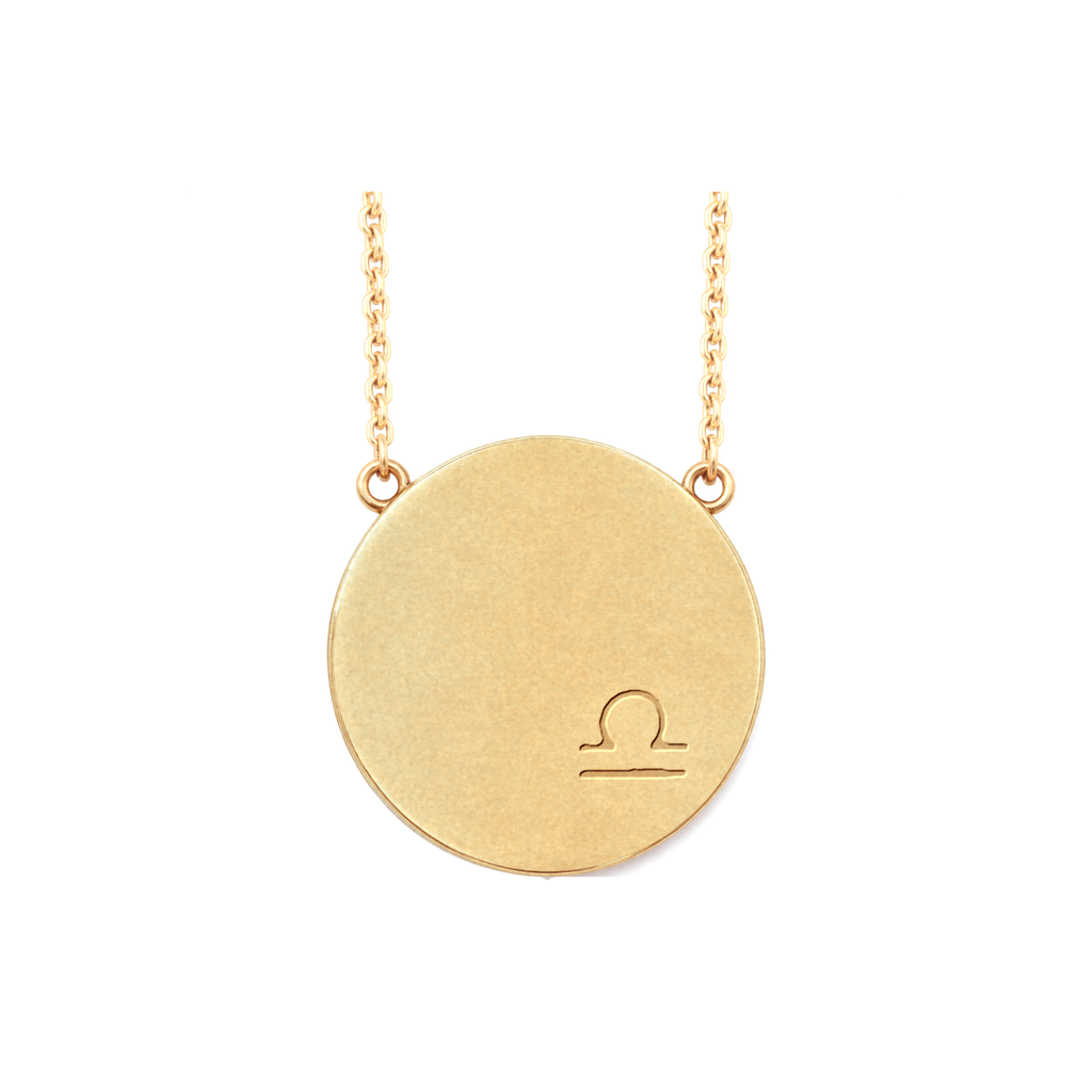 Libra Constellation Necklace, back: engraved with the Libra sign