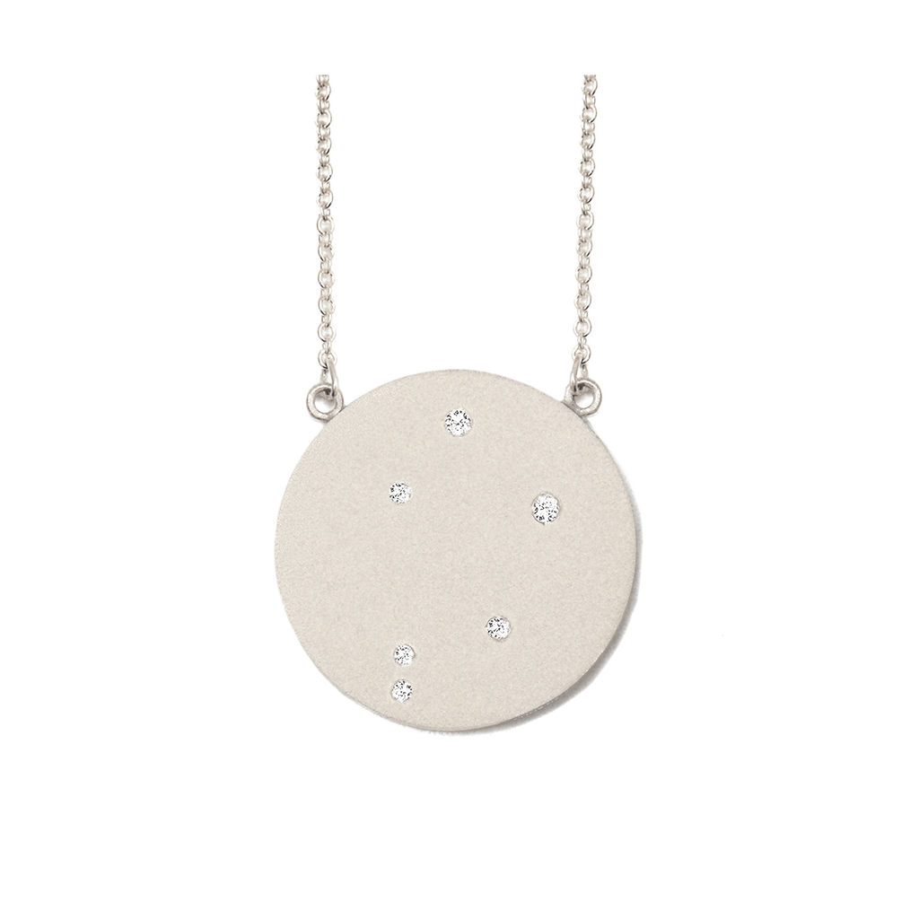 Libra Constellation Necklace in White Gold, satin finish
