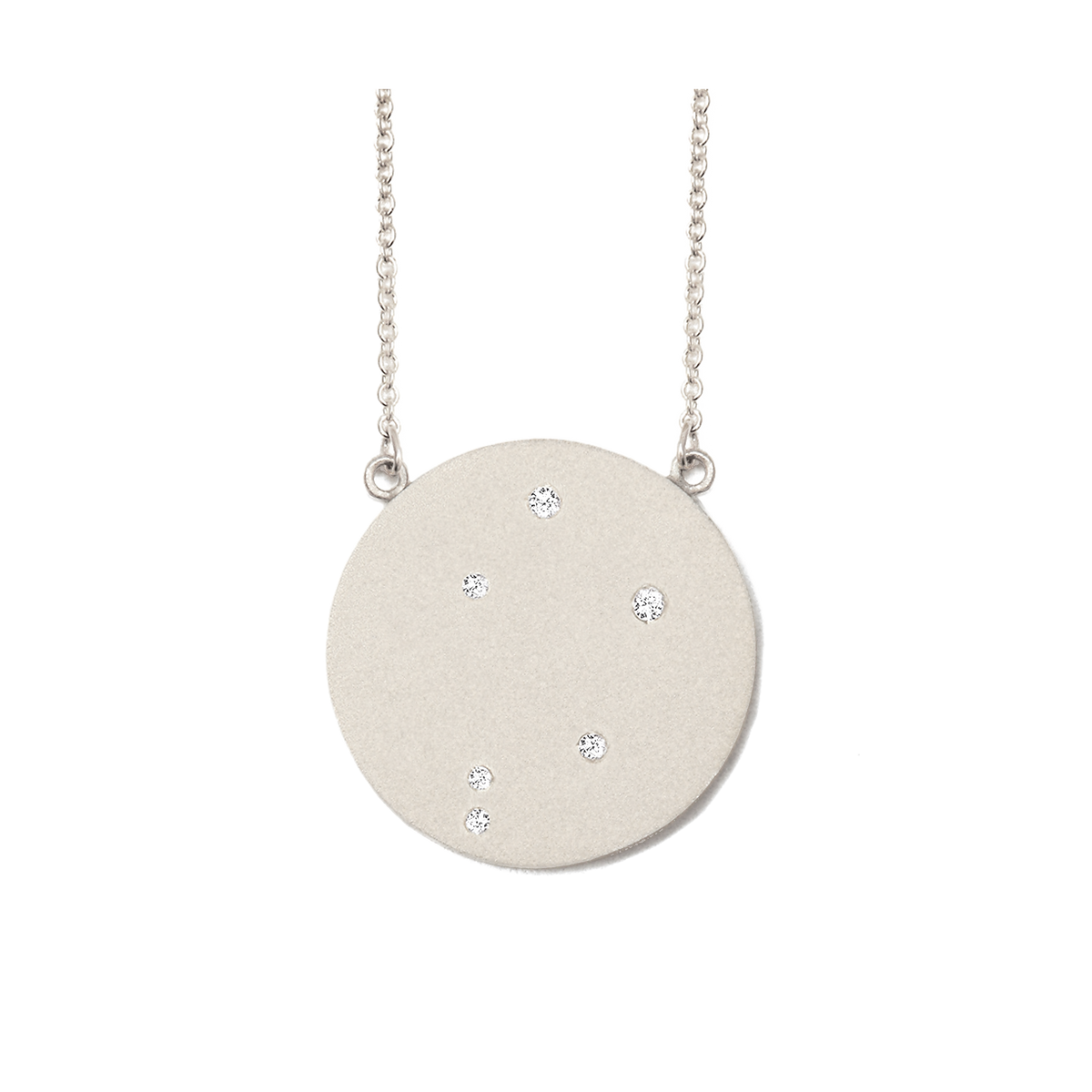 Libra Constellation Necklace in White Gold, satin finish