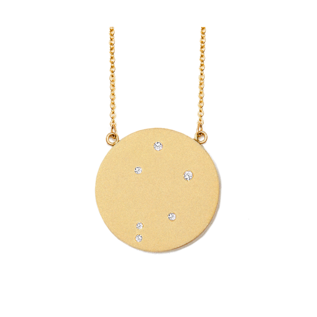 Libra Constellation Necklace in Yellow Gold, satin finish