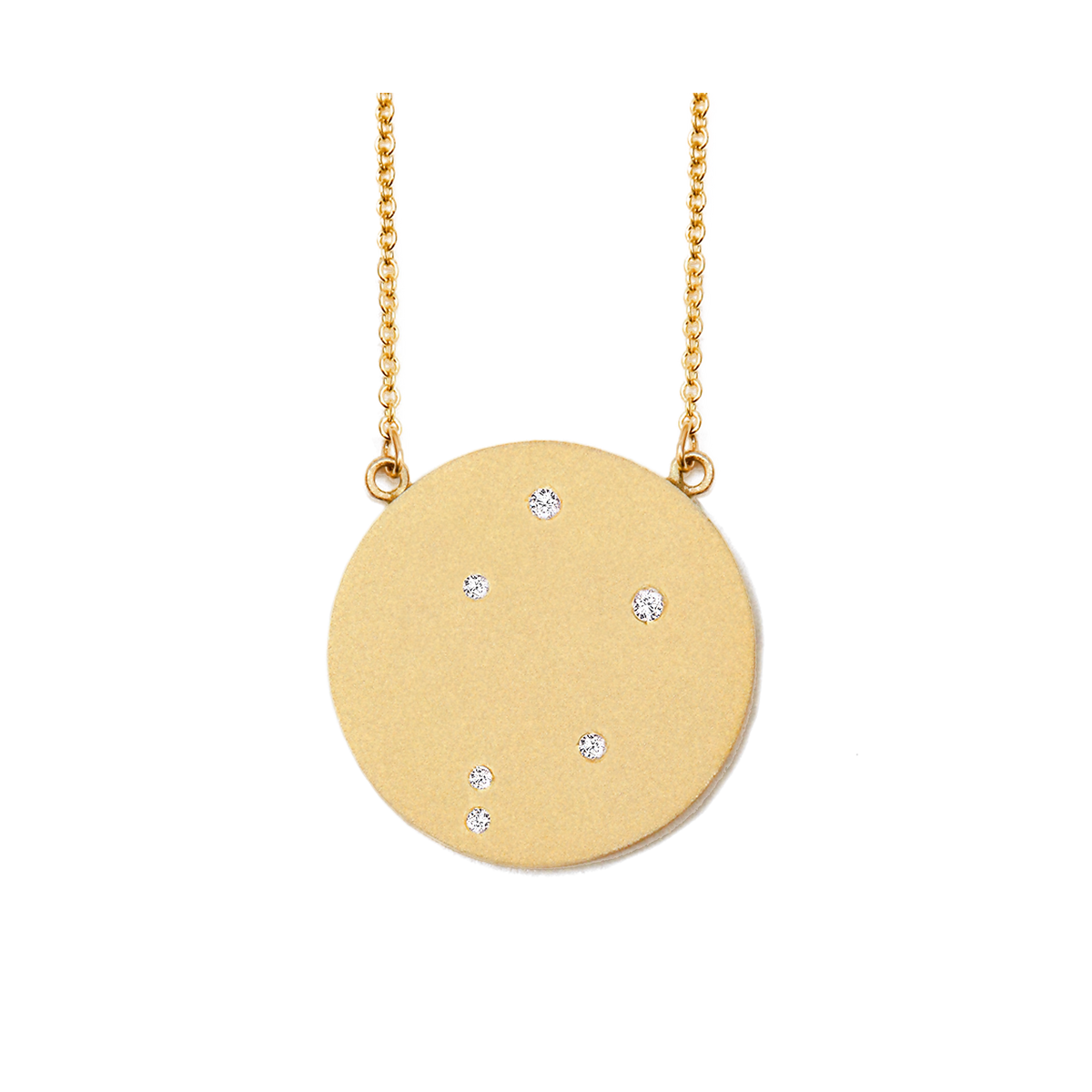 Libra Constellation Necklace in Yellow Gold, satin finish