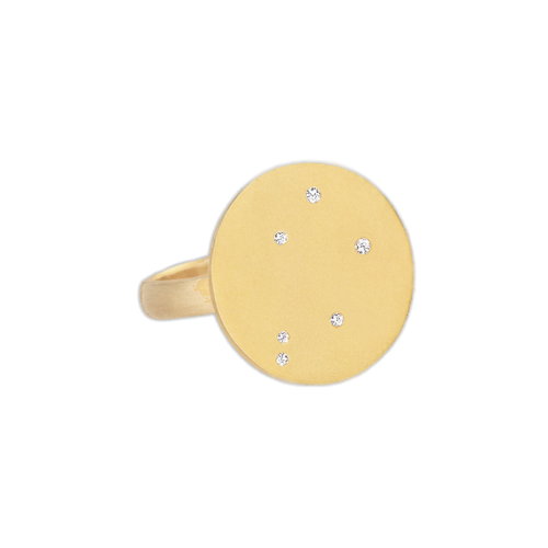 Libra Constellation Ring in Yellow Gold, satin finish