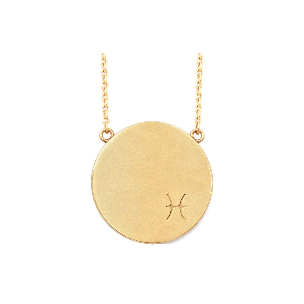 Pisces Constellation Necklace, back: engraved with the Pisces sign