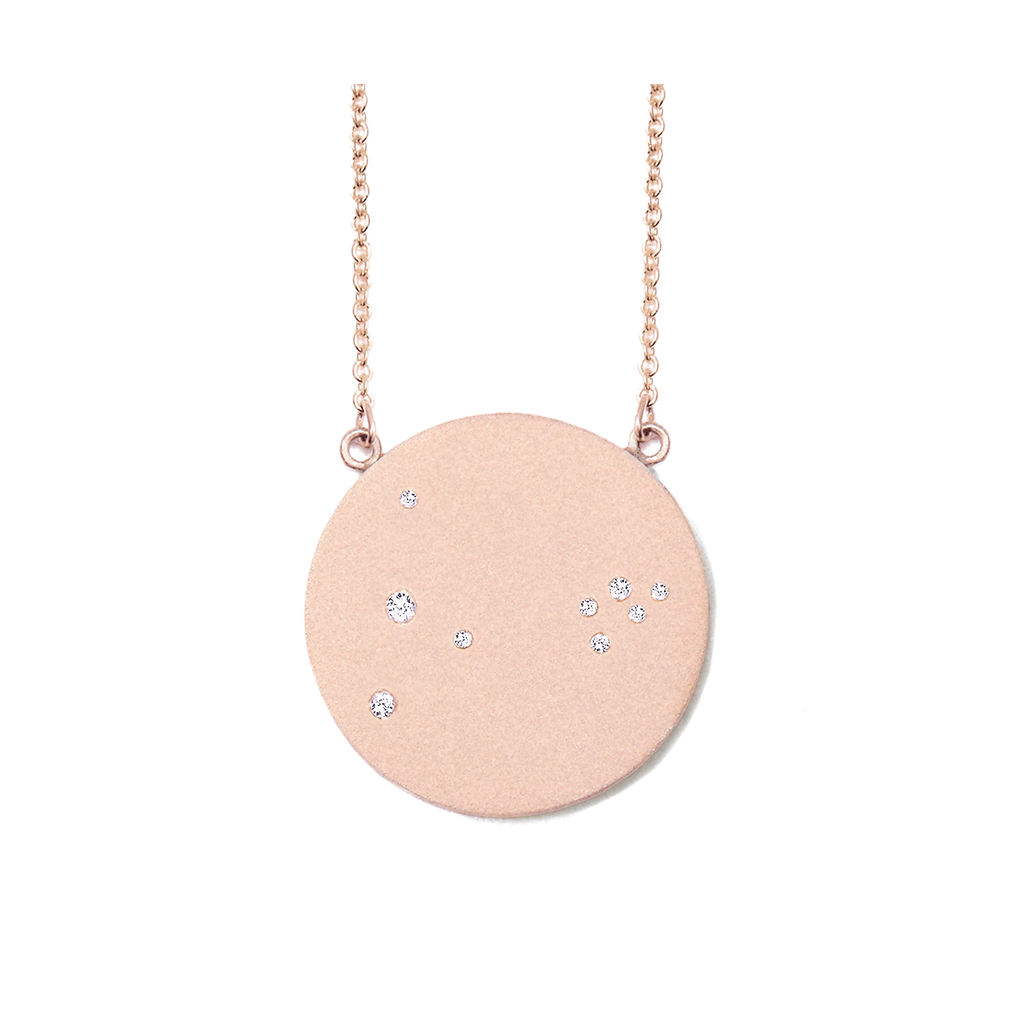 Pisces Constellation Necklace in Rose Gold, satin finish