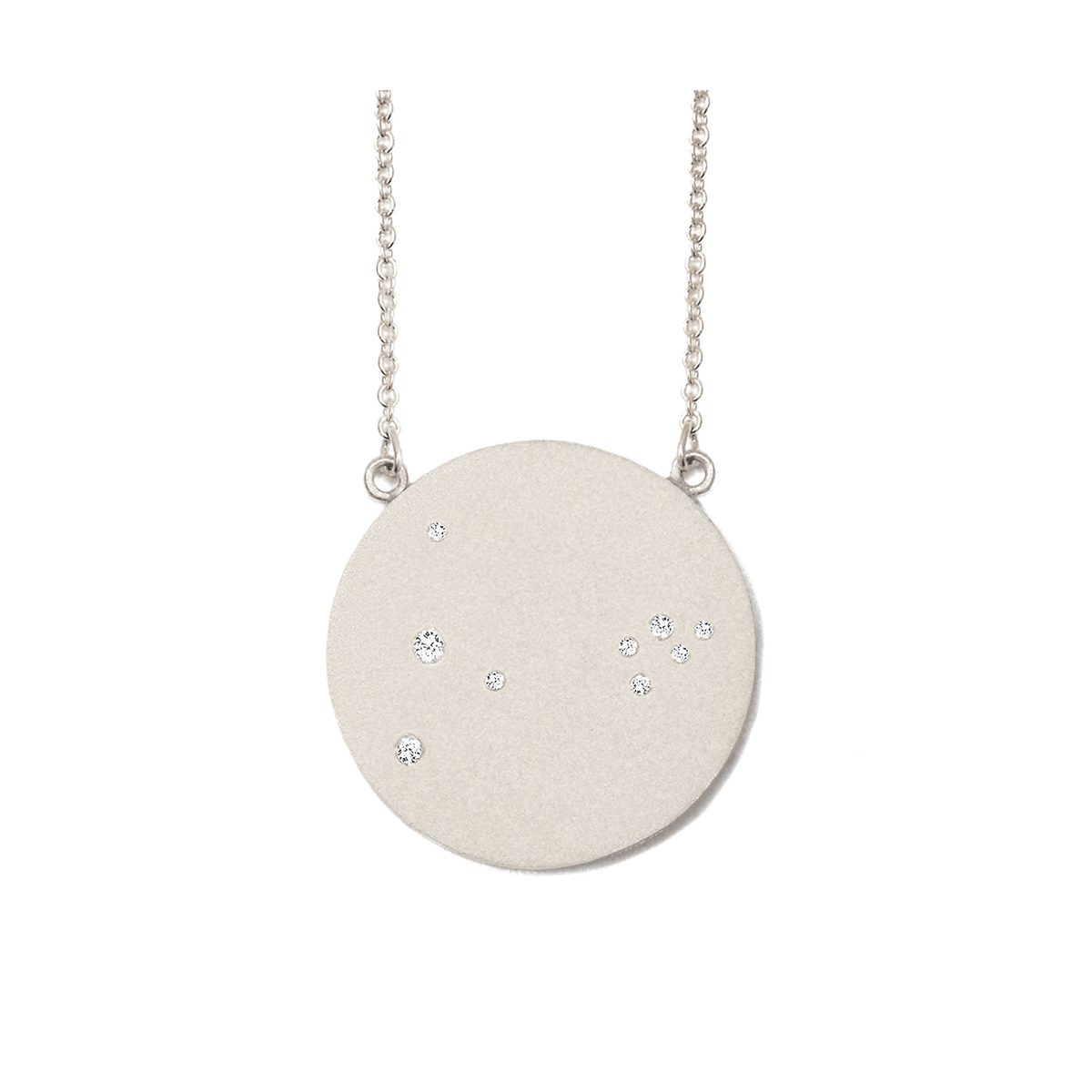 Pisces Constellation Necklace in White Gold, satin finish